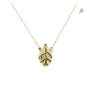Emerald and 14k solid gold Anatomical Heart Necklace